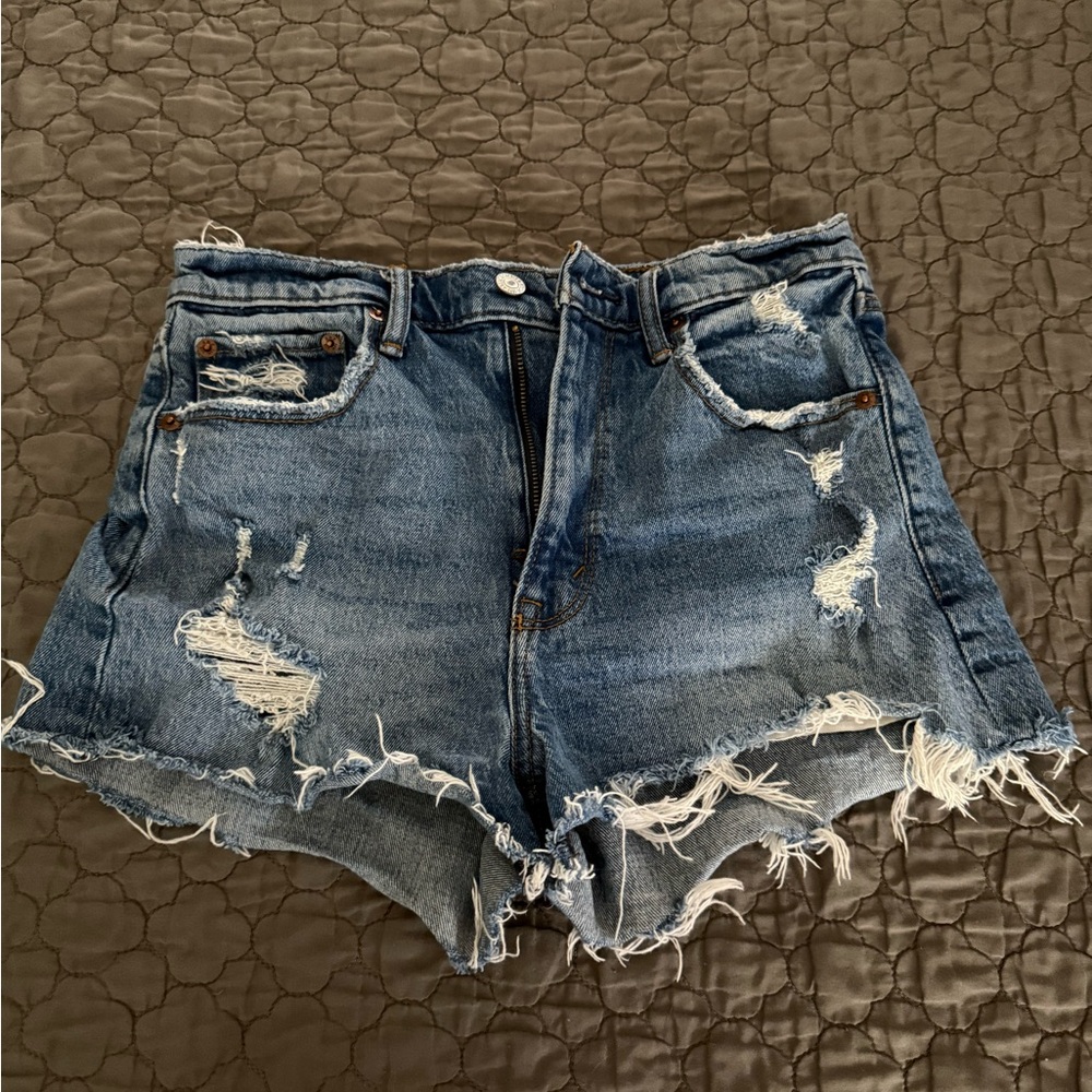 Abercrombie & Fitch Blue Distressed Jean Shorts